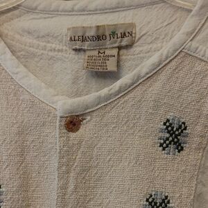 Alejandro Julian Cream 100% Cotton Embroidered Top Shell buttons
